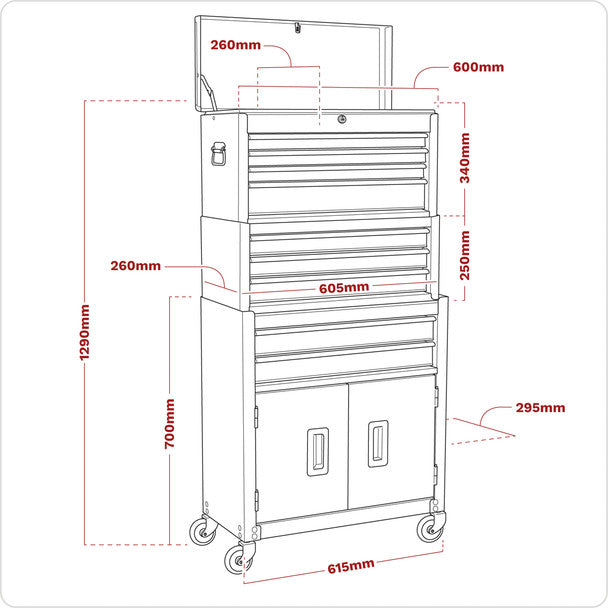 Sealey AP2200BBHVSTACK American PRO® Topchest, Mid-Box Tool Chest & Rollcab