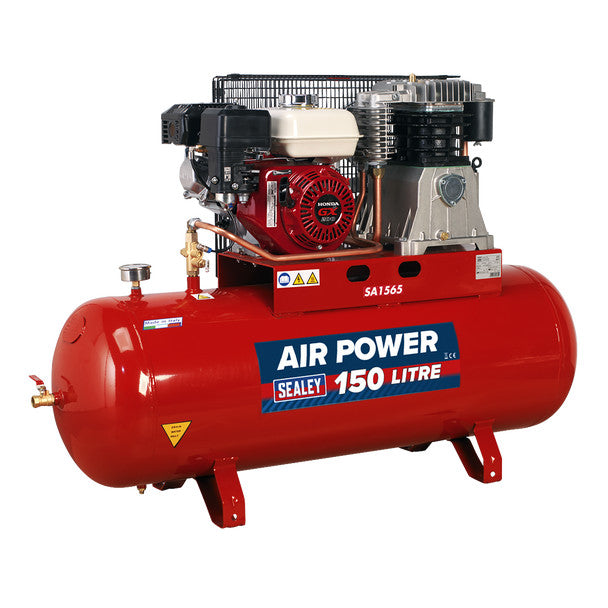 Sealey SA1565 150L Belt Drive Air Compressor with Petrol Engine 6.5hp