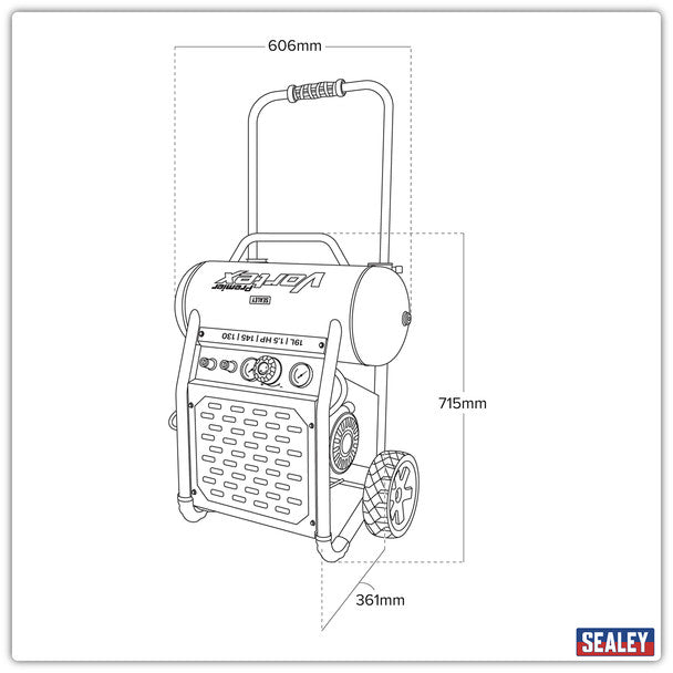 Sealey SAC1900 19L Oil Free Direct Drive Air Compressor 1.5hp
