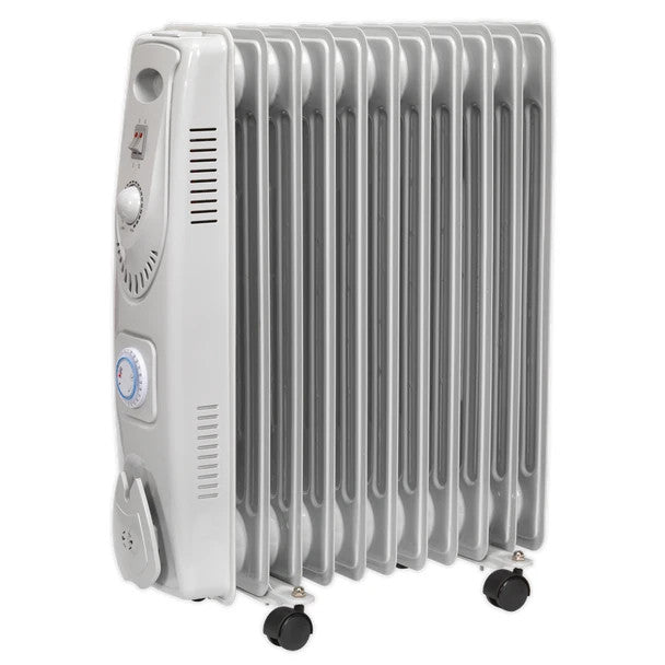 Sealey RD2500T 11-Element Oil Filled Radiator with Timer 2500W/230V