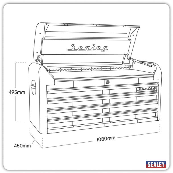 Sealey AP41104BWS Premier™ Retro Style Wide Topchest 4 Drawer - Blue with White