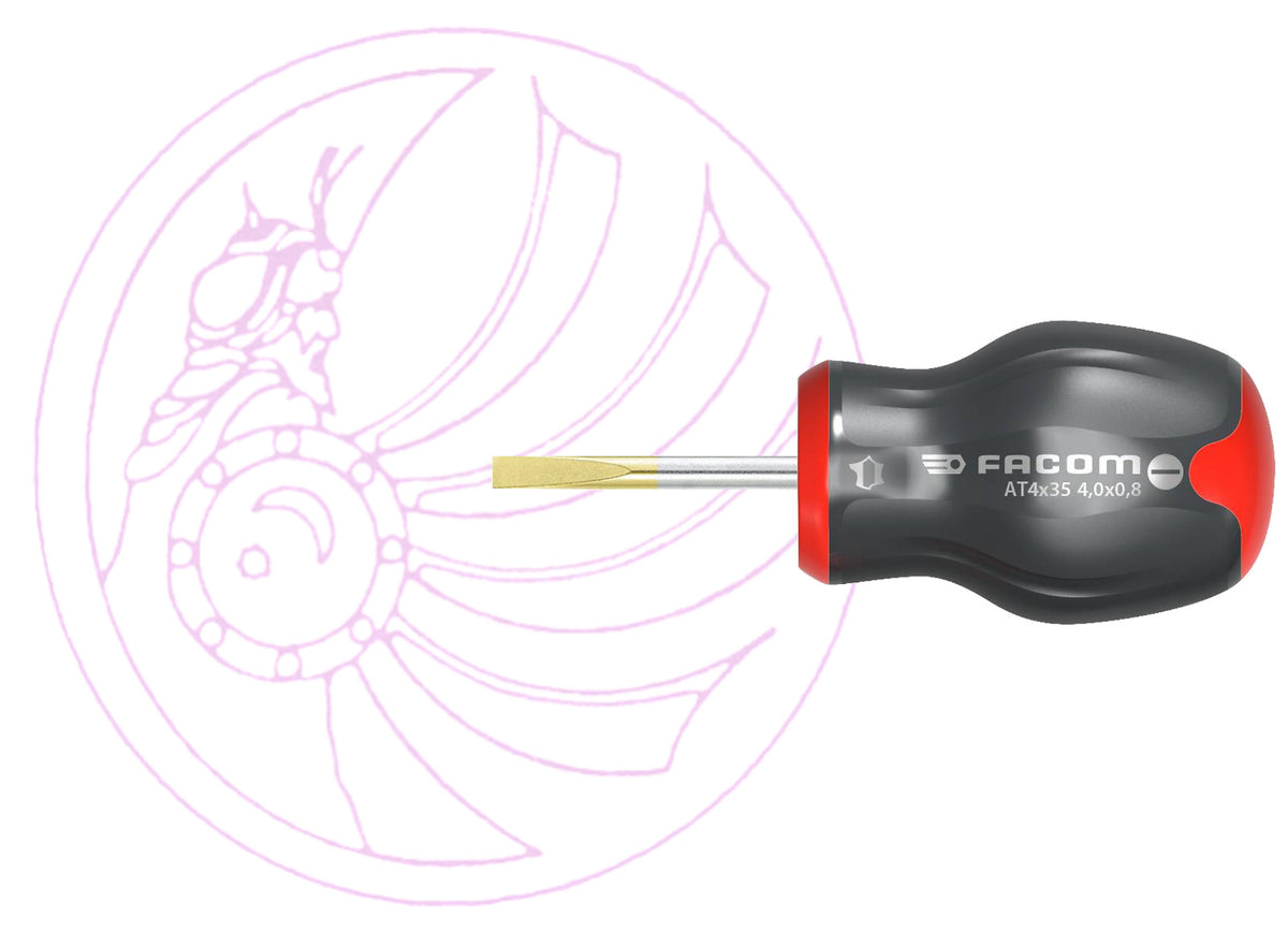 Facom AT4X25 Protwist Short Blade Slotted 4 x 0.8mm Screwdriver