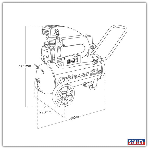 Sealey SAC2420E110V 24L Direct Drive Air Compressor 2hp 110V