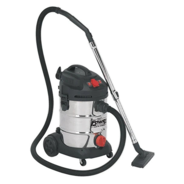 Sealey PC300SDAUTO Industrial Vacuum Cleaner Stainless Steel Drum Auto Start 30L