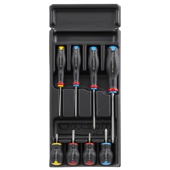 Facom MOD.AT3 8 Piece Protwist Slotted , Pozi&Phillips Screwdriver Set In Module