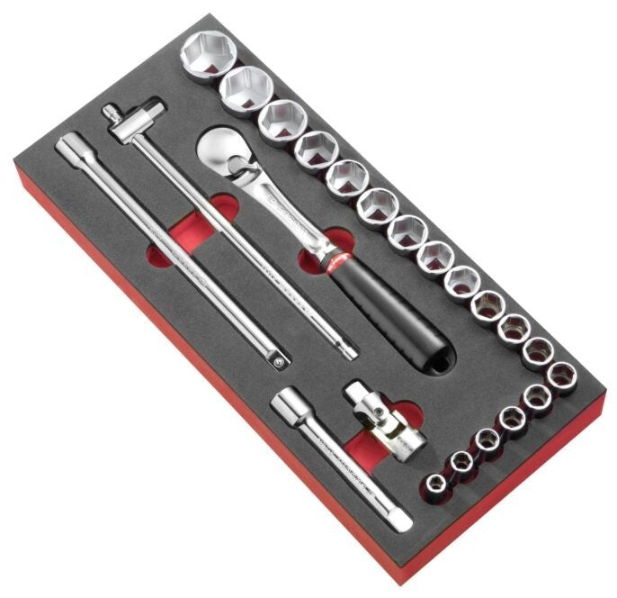 Facom MODM.SL1 1/2″ Drive Metric Hexagon (6-Point) Socket Set Supplied in Foam