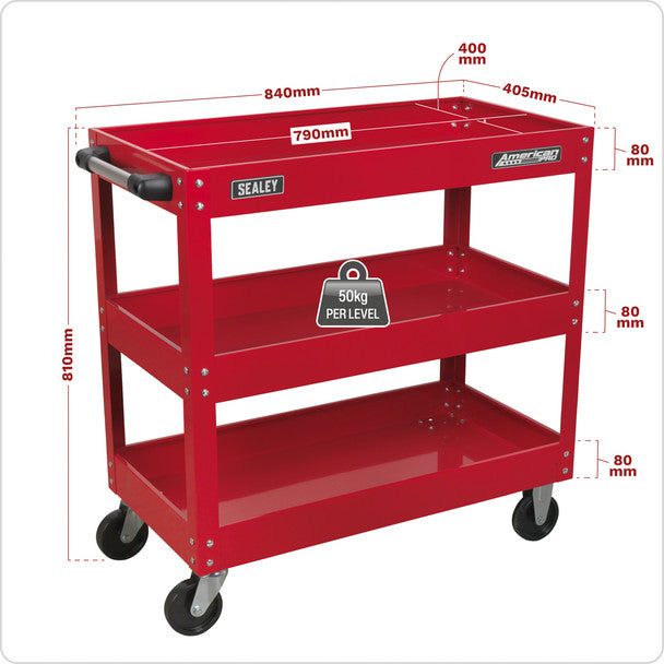 Sealey CX108 American PRO® Heavy-Duty Workshop Trolley 3-Level