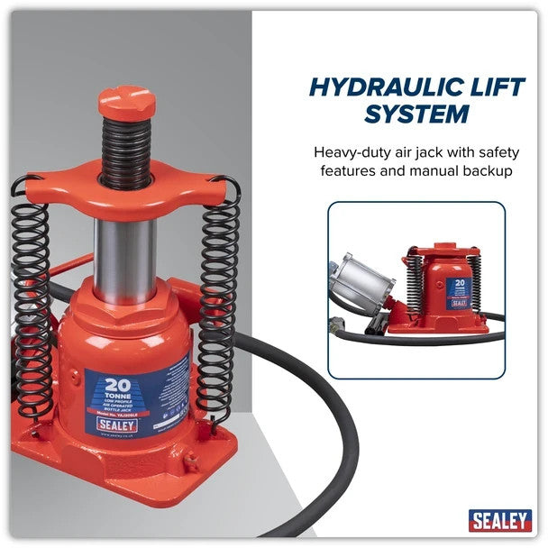 Sealey YAJ20SLE Low Profile Air Operated Hydraulic Bottle Jack 20 Tonne