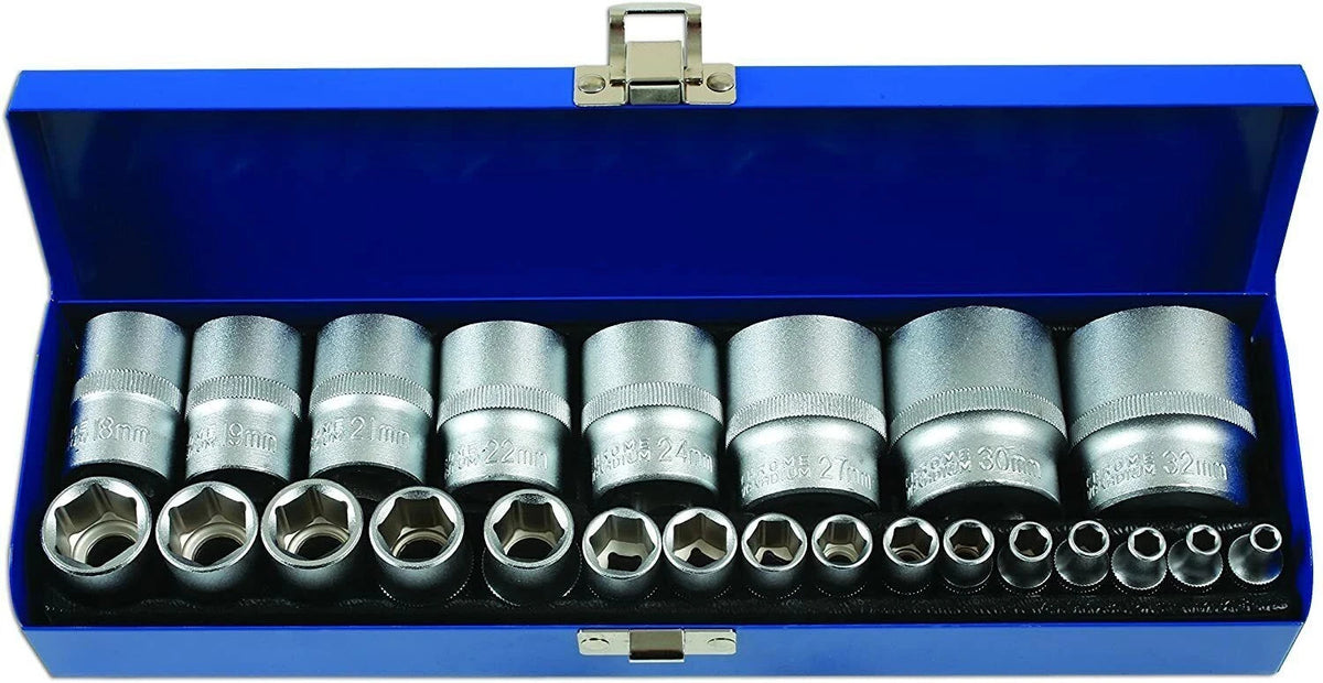 LASER TOOLS 6919 Socket Tool Set 4-32mm 1/4 and1/2 Drive Chrome Vanadium