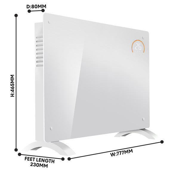 Baridi DH140 2000W Electric Glass Panel Heater-Timer, Remote&Wifi