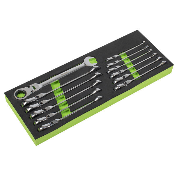 Sealey S0635 Siegen Flexi-Head Combination Ratchet Spanner Set 12pc