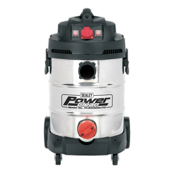 Sealey PC300SDAUTO Industrial Vacuum Cleaner Stainless Steel Drum Auto Start 30L