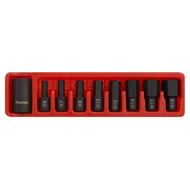 Sealey AK5609 Premier Hex Impact Bit & Holder Set 1/2"Sq Drive 9pc