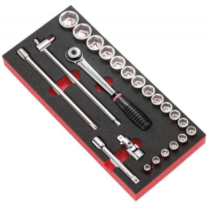 Facom MODM.S1A 1/2″ Drive Metric Hexagon (6-Point) Socket Set Supplied in Foam