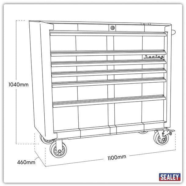 Sealey AP41206BWS Premier™ Retro Style Wide Rollcab 6 Drawer - Blue with White