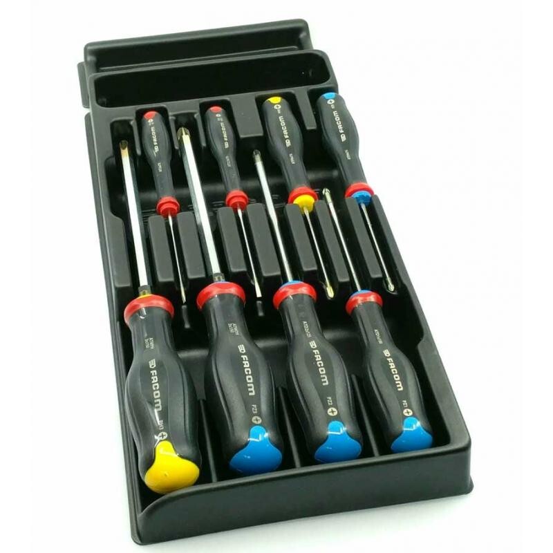 Facom MOD.AT2 8 Pc Protwist Slotted, Pozi & Phillips Screwdriver Set With Module