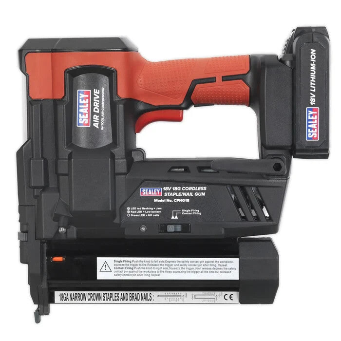 Sealey CPNG18 Cordless Nail/Staple Gun 18g 18v Li Ion Kit