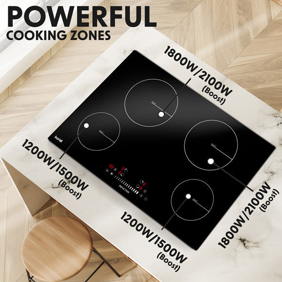 Baridi DH179 Integrated Induction Hob with 4 Cooking Zones 77cm 7200W Output