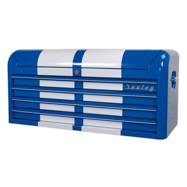 Sealey AP41104BWS Premier™ Retro Style Wide Topchest 4 Drawer - Blue with White