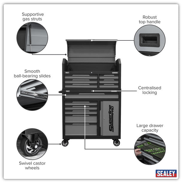 Sealey AP1080GR Superline Pro® Topchest & Rollcab Combination 12 Drawer-Grey