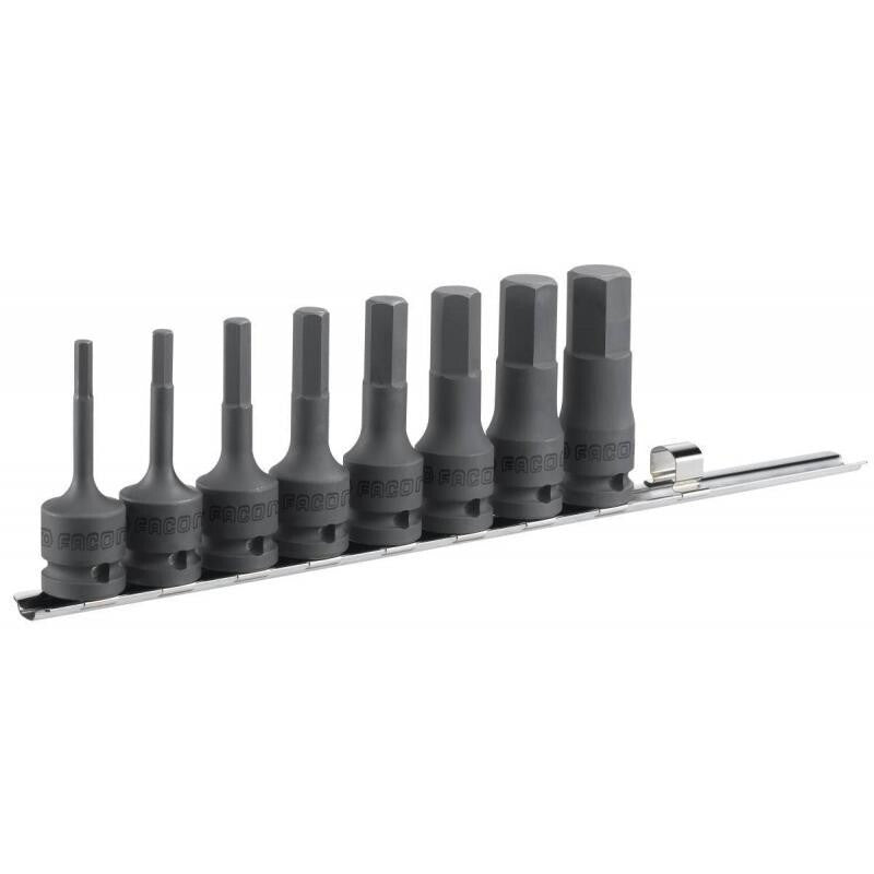 Facom NSHM.J8 8 Piece 1/2″ Drive Impact Hexagon Bit Socket Set 5-19mm