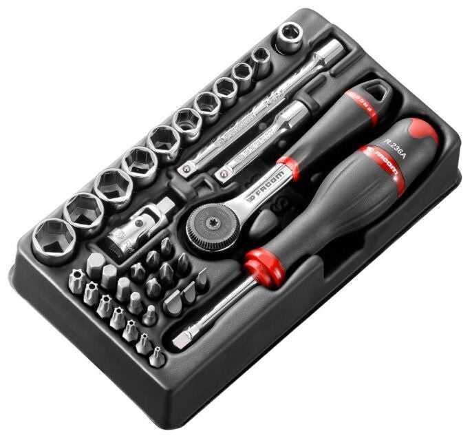 Facom MOD.R161-66 1/4″ Drive 37 Piece Metric Hex (6-Point) Socket Set In Module