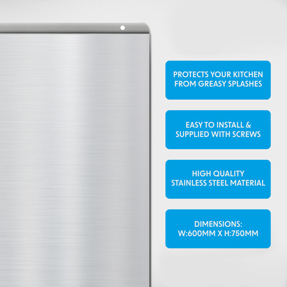 Baridi DH193 Splashback for Cooker Hoods 60 x 75cm - Stainless Steel