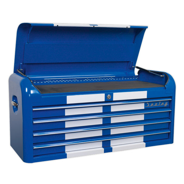Sealey AP41104BWS Premier™ Retro Style Wide Topchest 4 Drawer - Blue with White