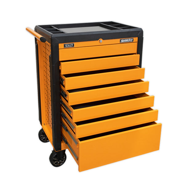 Sealey APPD7O Superline PRO® Push-To-Open Rollcab 7 Drawer - Orange