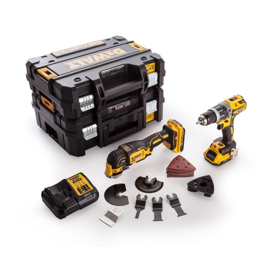 DeWalt DCK208D2T-GB 18v XR Twin Pack- DCD796 Combi Drill & DCS355 MultiTool