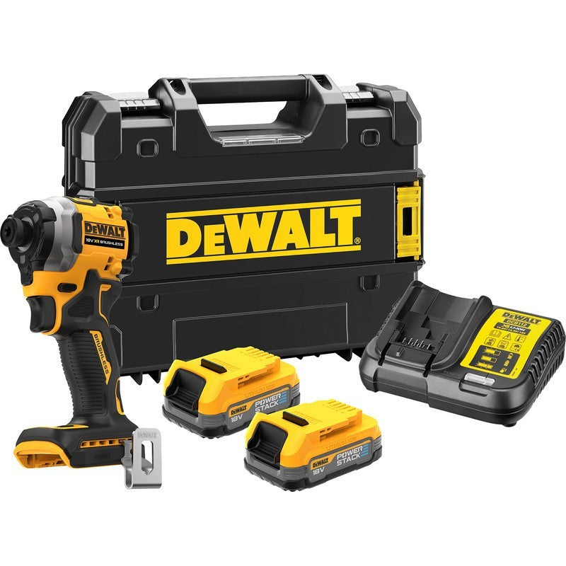 DeWalt DCF850E2T-GB 18V XR Brushless Powerstack Impact Driver 2 x P/Stak Batts