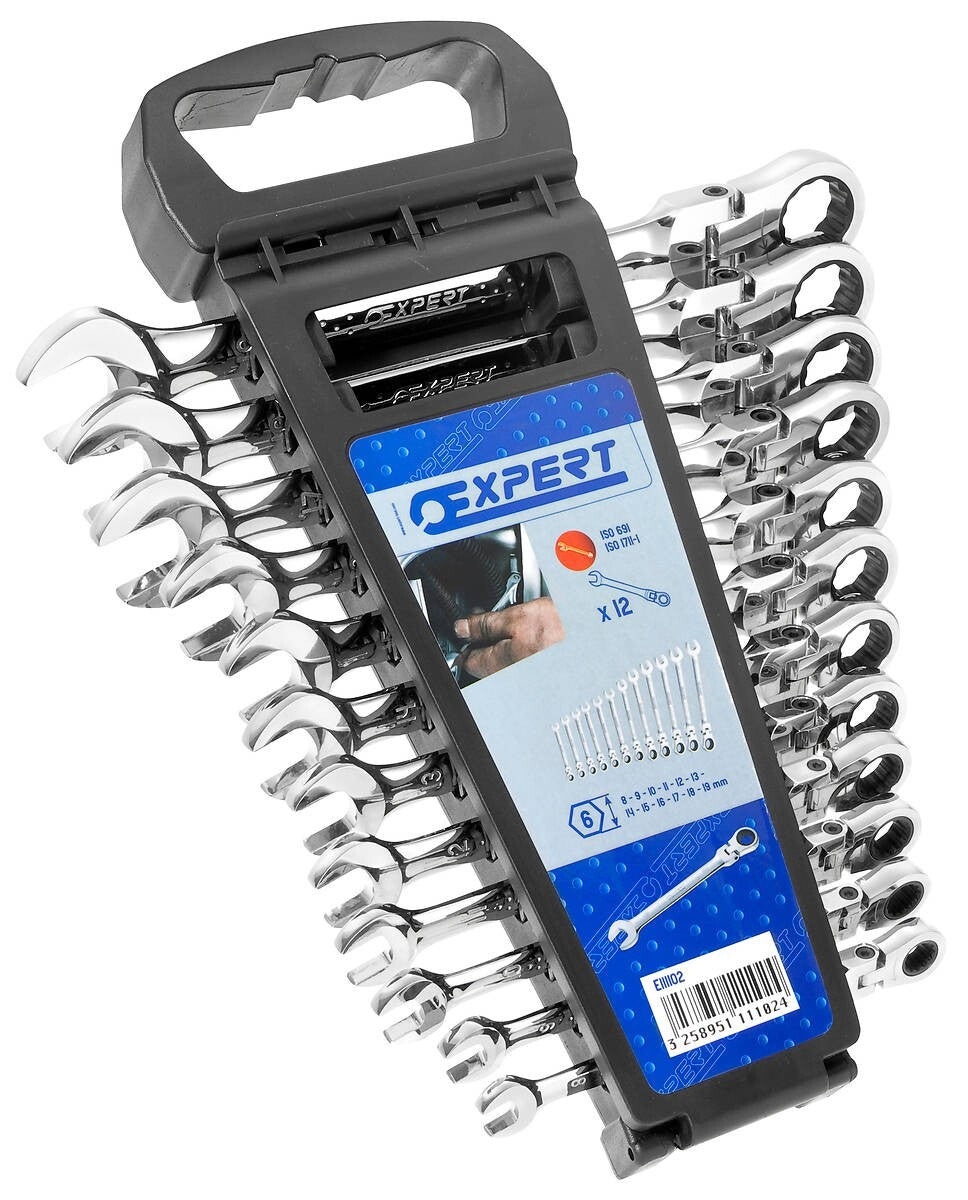 Expert by Facom E111102 12 Piece Flexible Head Ratcheting Spanner Set 8-19mm