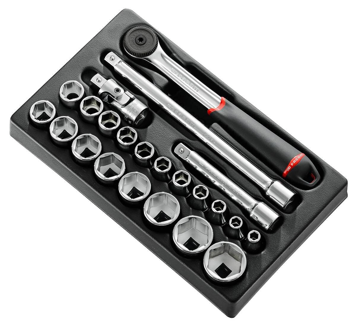 Facom 23 Piece 1/2″ Drive Hex(6-Pt) Socket & Accessory Set In Module-MOD.S161-36