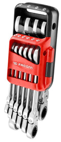 Facom 467BF.JP10PB 10 Piece Flexible Head Anti-Slip Ratchet Combination Set