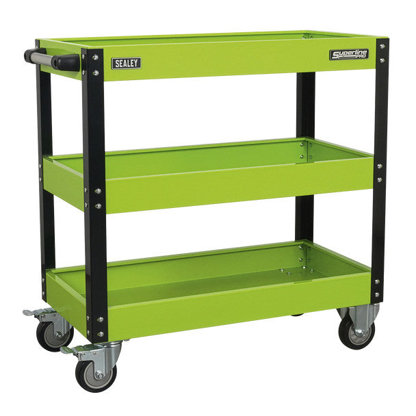Sealey CX110HV Superline PRO® Heavy-Duty Workshop Trolley 3-Level - Hi-Vis Green