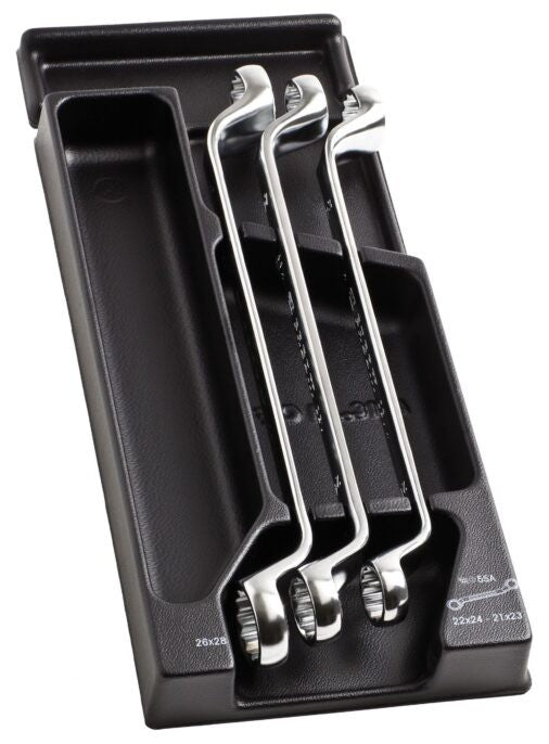 Facom MOD.55-2 Set Of 3 Metric Offset Ring Spanner Wrench Set In Module