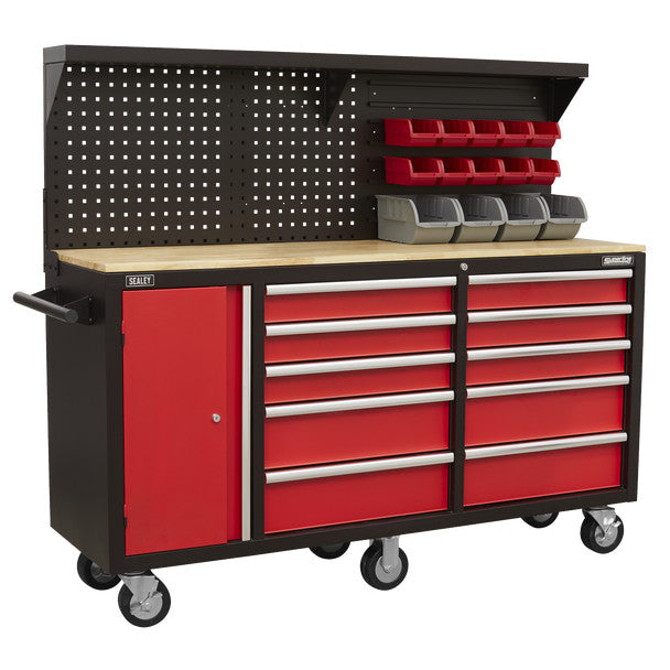Sealey AP6310 Superline PRO® Mobile Workstation with Backboard 10 Drawer