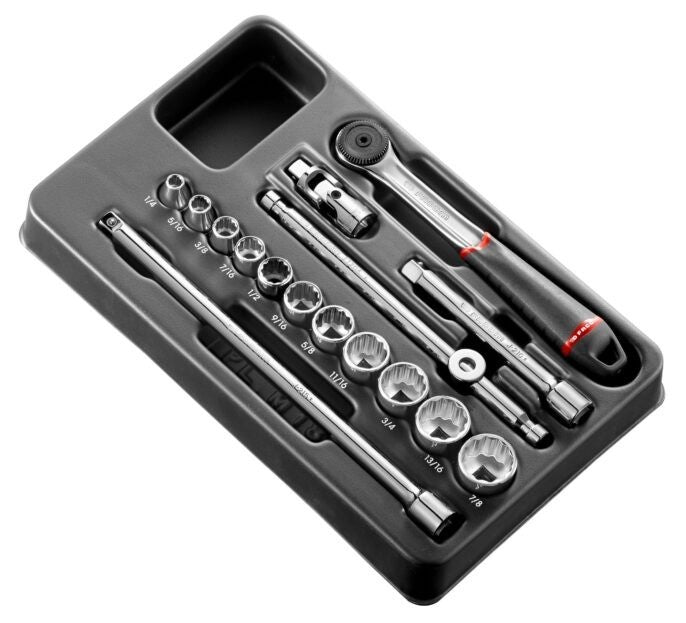 Facom MOD.J161-212U 16 Piece Imperial Bi-Hexagon (12-Point) Socket Set In Module
