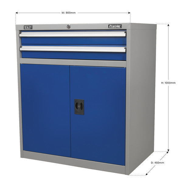 Sealey API8810 Premier Industrial™ Industrial Cabinet with 2 Drawers & 1 Shelf