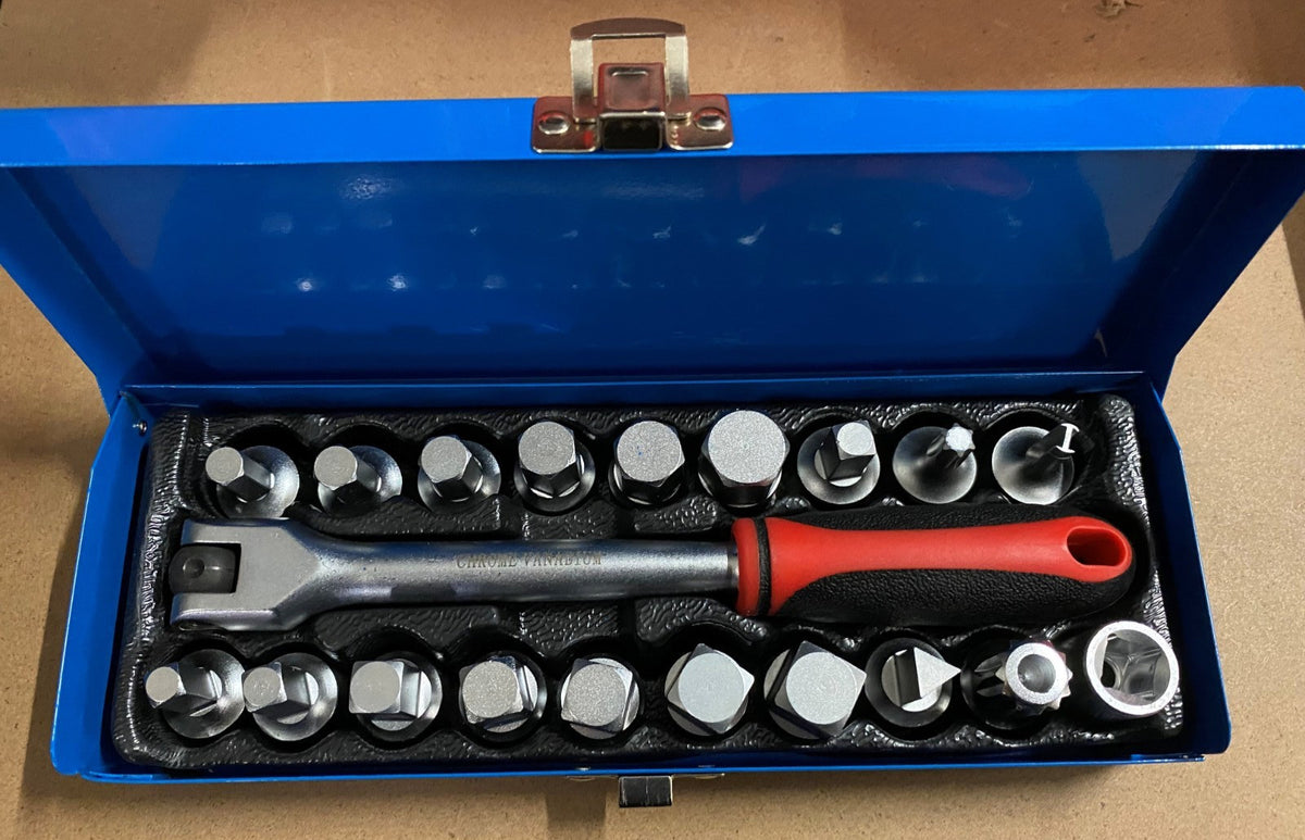 Oil Drain Plug Key Set 3/8"Sq Drive 20pc