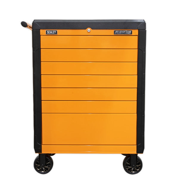Sealey APPD7O Superline PRO® Push-To-Open Rollcab 7 Drawer - Orange