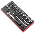 Facom MODM.SL1SLS Tethered 1/2″ Dr Metric Hexagon (6-Point) Socket Set In Foam