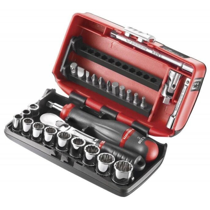 Facom RL.NANO-U112 1/4″ Drive 12 Point Imperial Socket & Bit Set 7/32-9/16″ AF