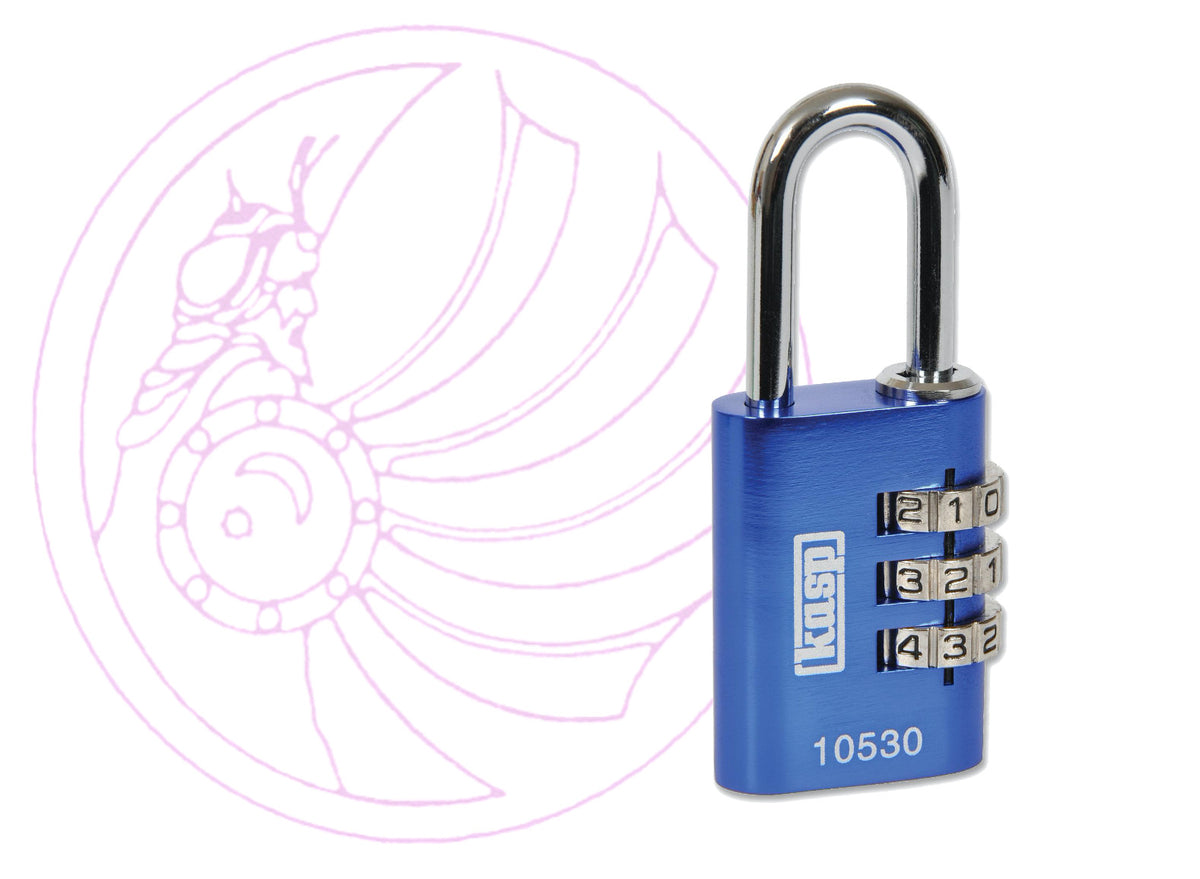 Kasp K10530BLUD Aluminium Combination Padlock 30mm Blue