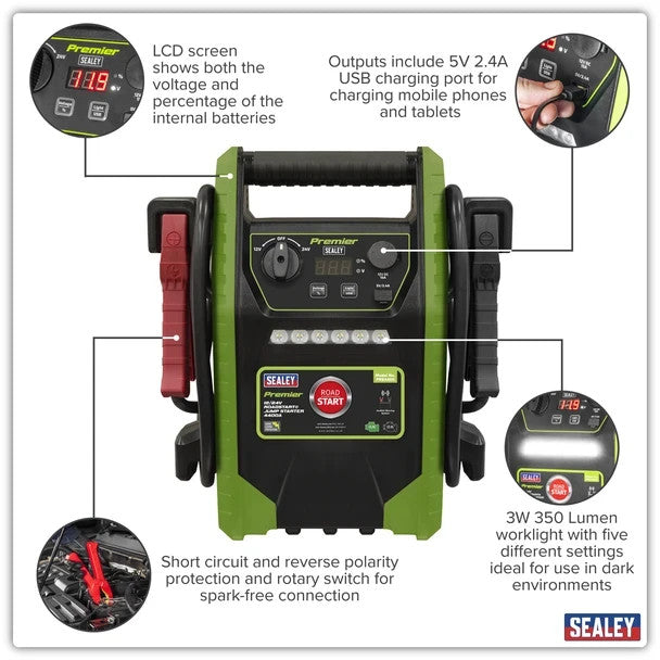 Sealey PRS4400 Premier 12/24V RoadStart® Jump Starter 4400A Peak Amps