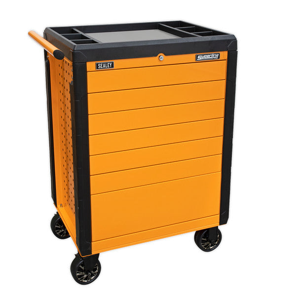 Sealey APPD7O Superline PRO® Push-To-Open Rollcab 7 Drawer - Orange