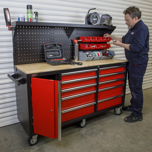 Sealey AP6310 Superline PRO® Mobile Workstation with Backboard 10 Drawer