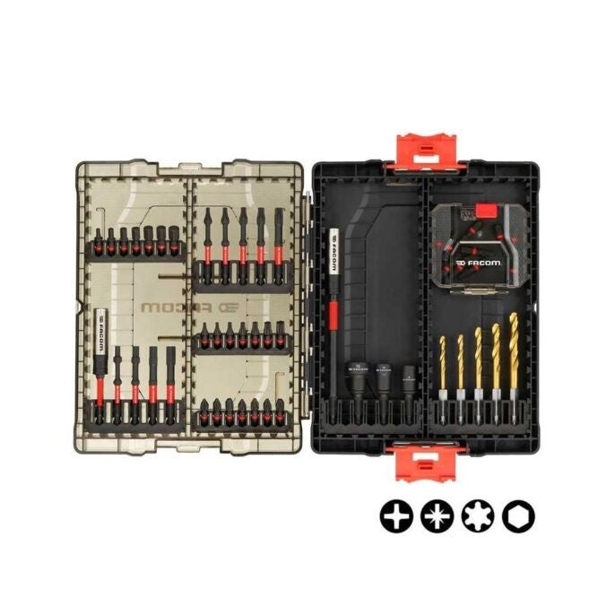 Facom EN.1J50PB 50 Piece Max Impact FlexTorq S/Driver, Drill Bit & Nut RunnerSet