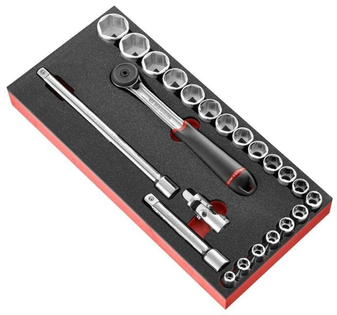 Facom MODM.S161-36 23 Piece 1/2″ Metric Drive Hex (6-Point) Socket Set In Foam