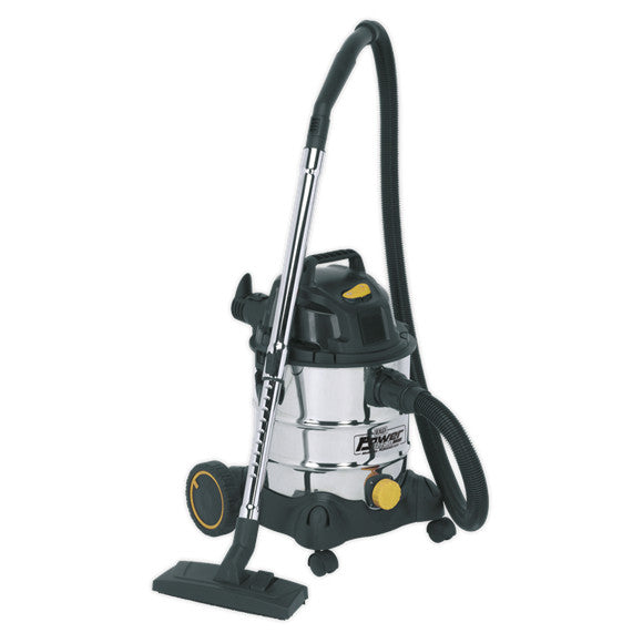 Sealey PC200SD110V Vacuum Cleaner Wet & Dry Stainless Drum 20L 1250W/110V